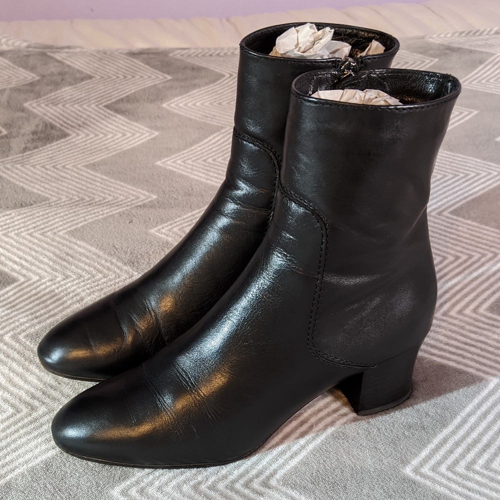 Aquatalia Black Fortuna Leather Weatherproof Boots